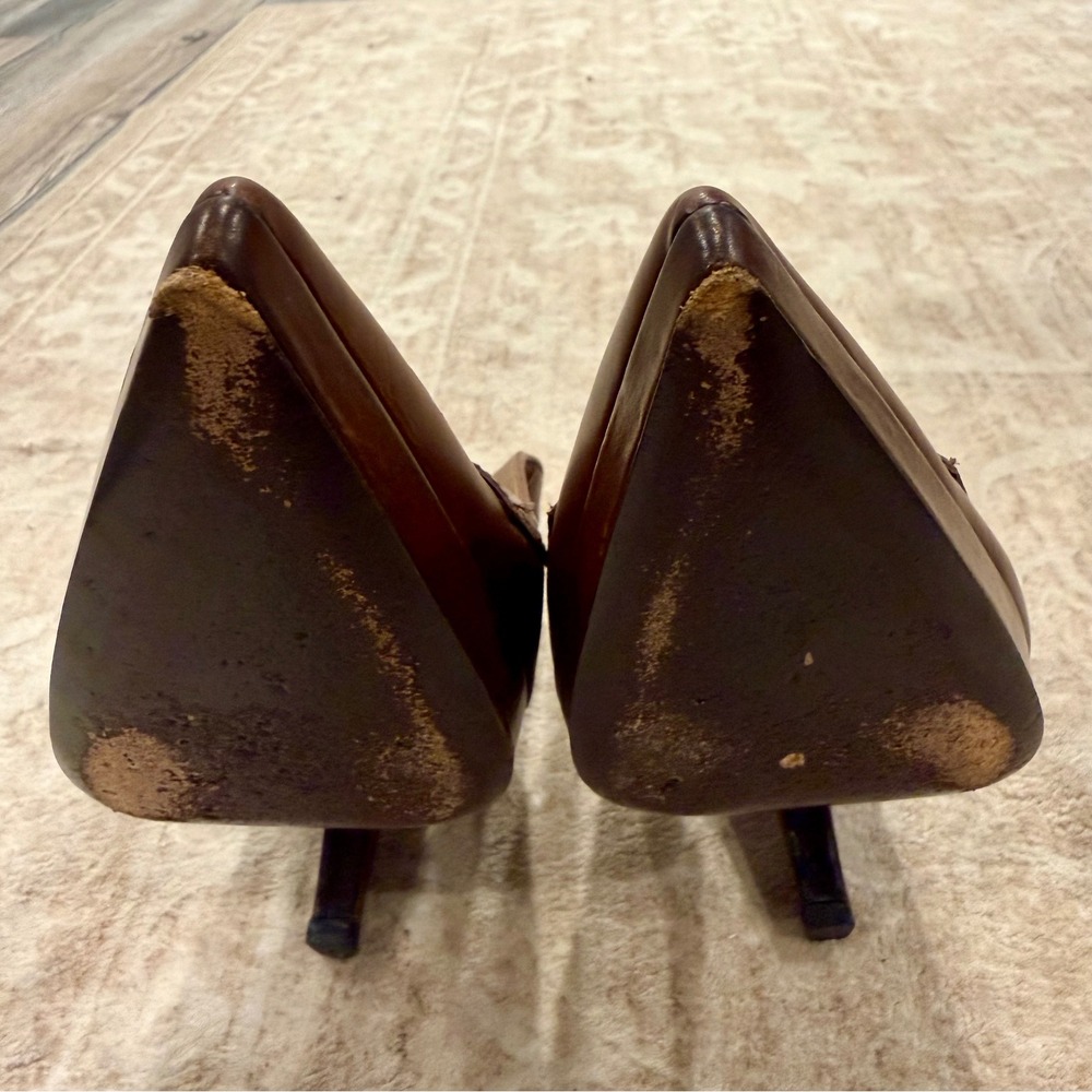 Prada Brown Leather Slingback Loafer Pumps IT 38.5 - Picture 9 of 9